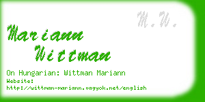 mariann wittman business card